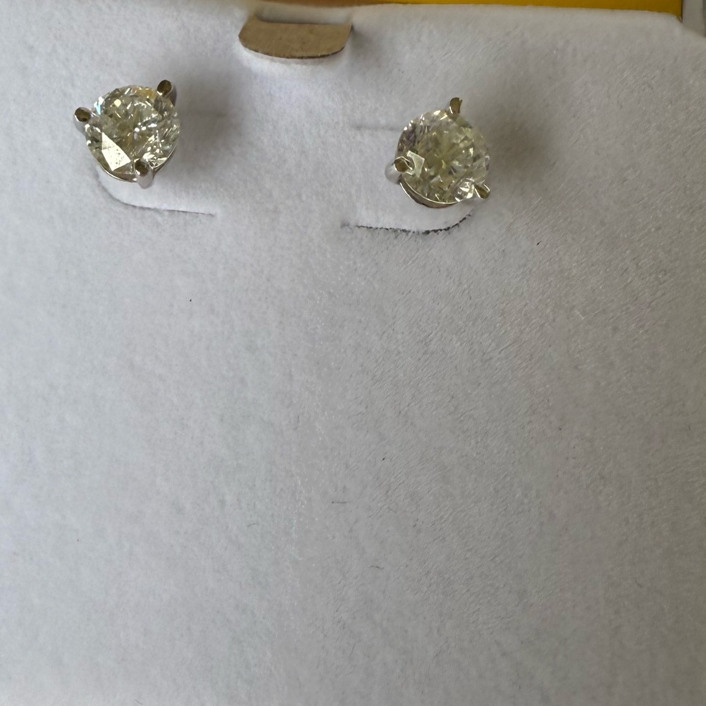 Martini Set solitaire Stud Earrings 1.48 ct natural diamond 14k white gold. - Picture 5 of 8